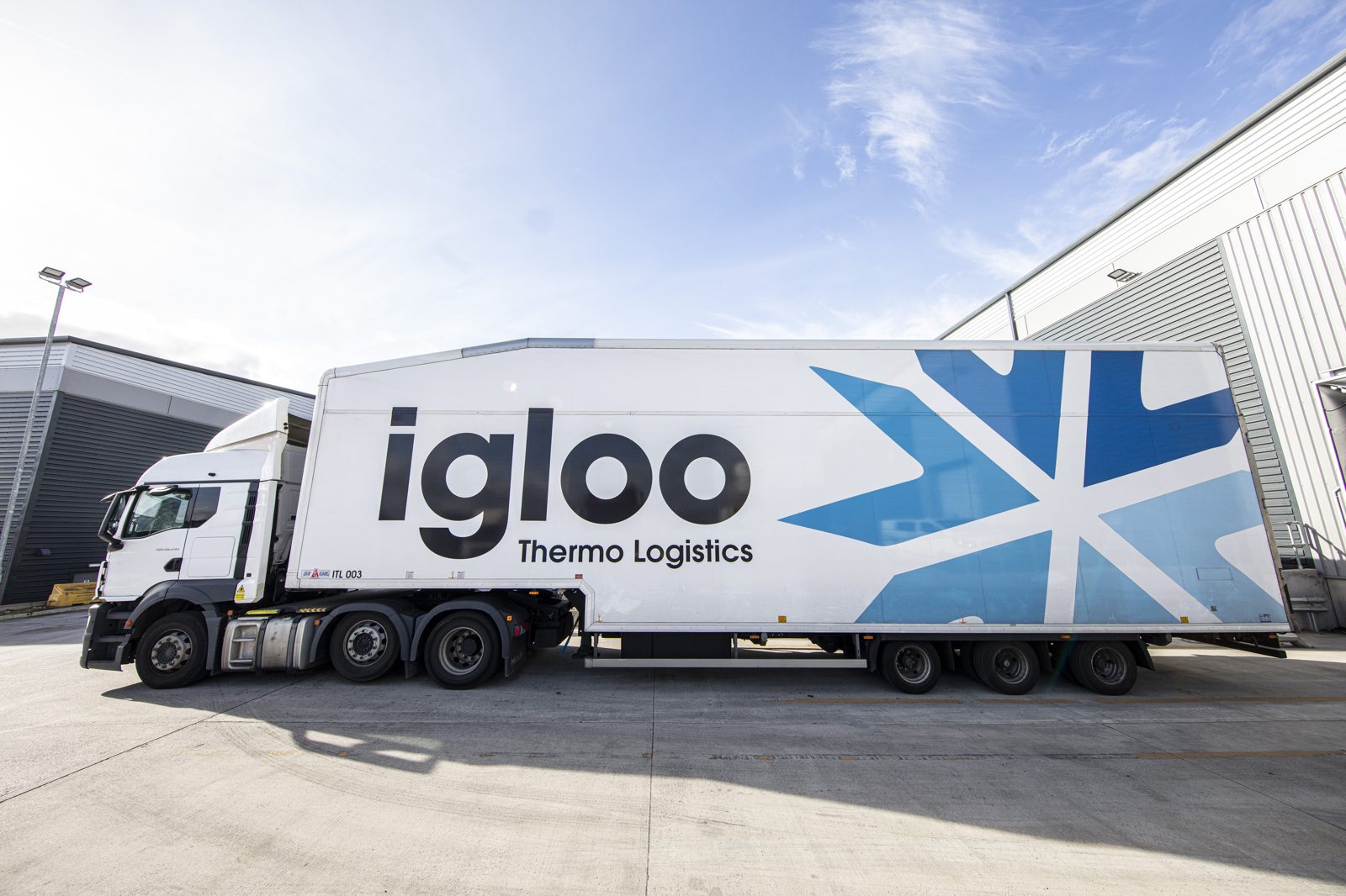 Igloo articulated lorry at a distribution centre loading bay